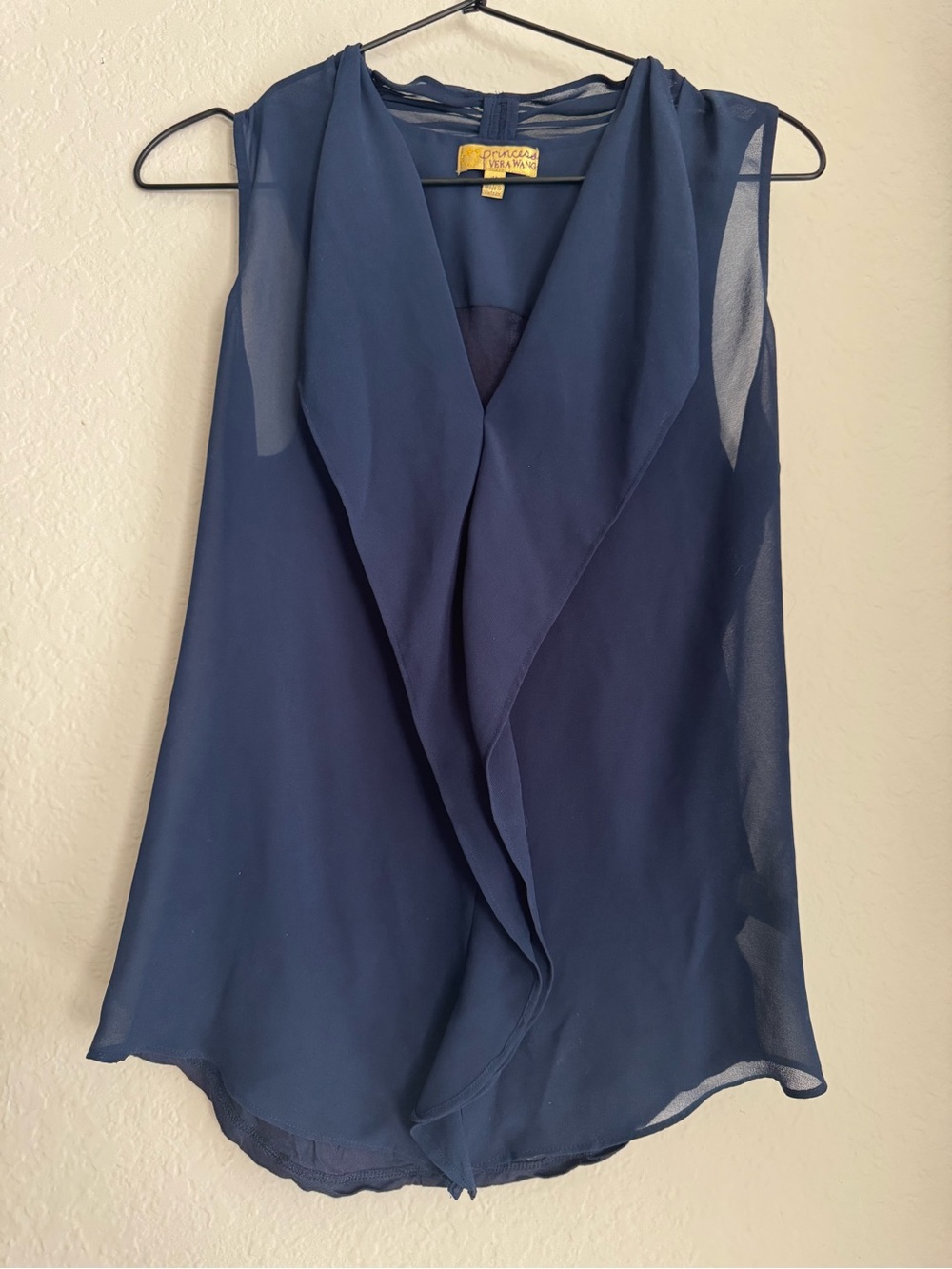 princess vera wang Navy Sleeveless Draped V-Neck Camisole